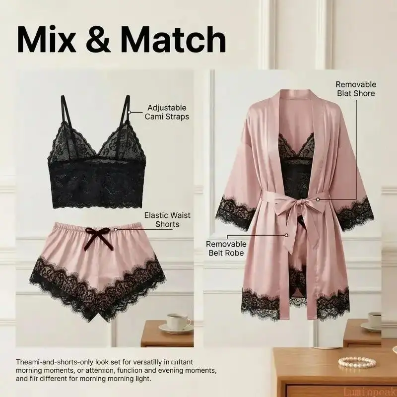 طقم بيجامة نسائية من 4 قطع مصن - مراجعة Bathrobe وسعره